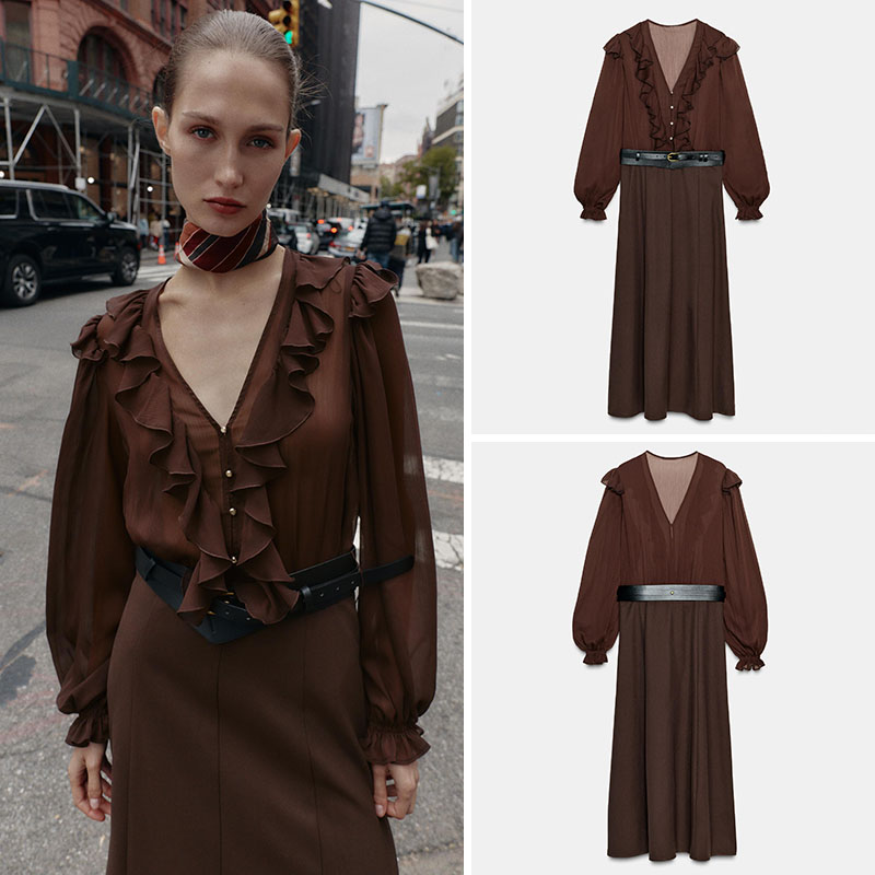 Elegant V-Neck Long Sleeve Mid - Ethnic Fashion Wear review and price
