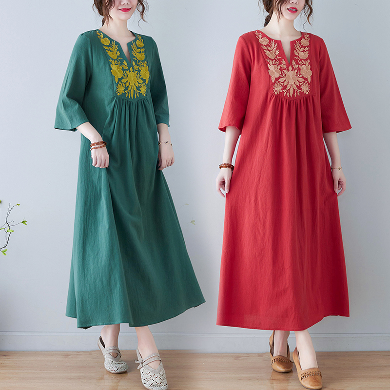 New Ethnic Style Loose Deep V- - Ethnic Fashion Trend review and price