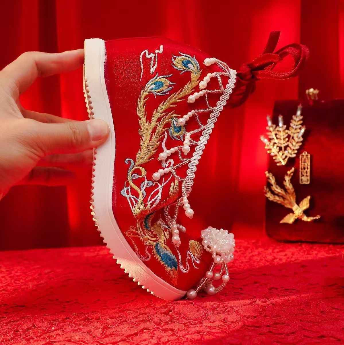 Women New Red Embroidered Wedd - Ethnic Style review and price