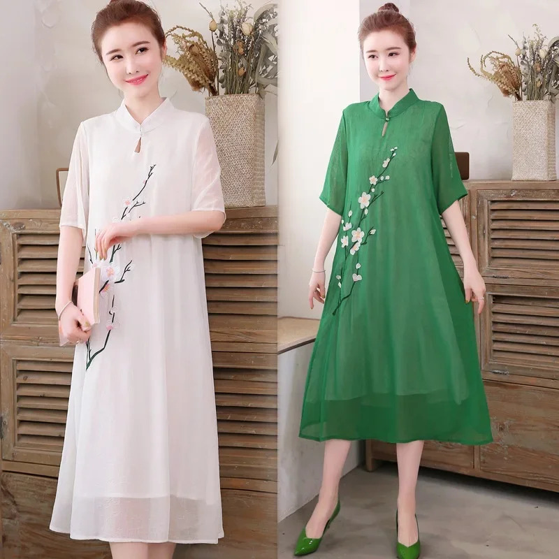 White Chinese Qipao Cheongsam  - Ao Dai Vietnam Dress review and price