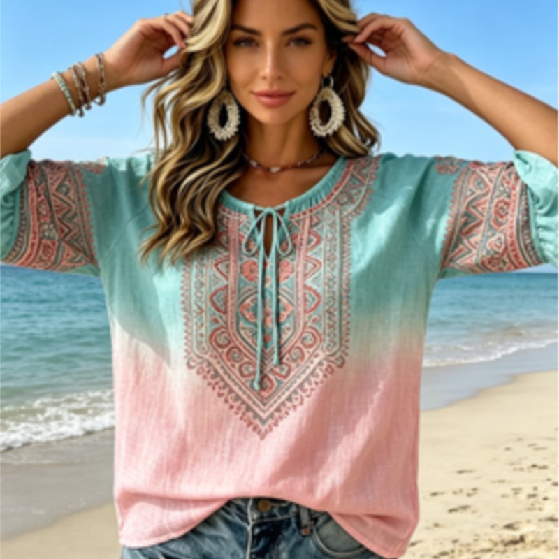 Women's Gradient Blue Pink Eth - Ethnic Fashion Wear review and price