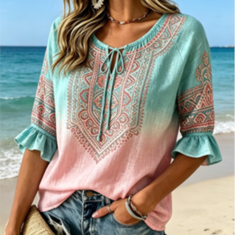 Women's Gradient Blue Pink Eth - Ethnic Fashion Wear review and price